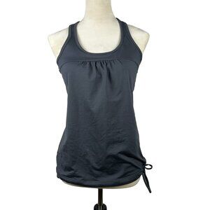 Athleta Grey Tinker Tank Top Drawstring Bottom Built in Bra Women's Size S